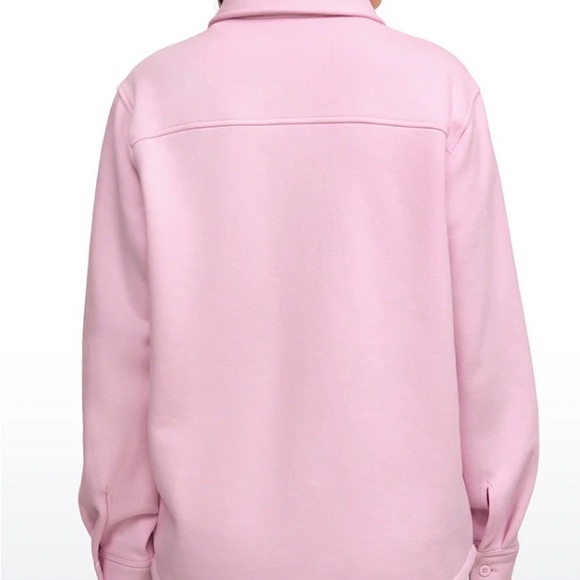 NWT CRZ YOGA Pink Peony Soft Fleece oversized shirt jacket size M (8/10) - Picture 3 of 11